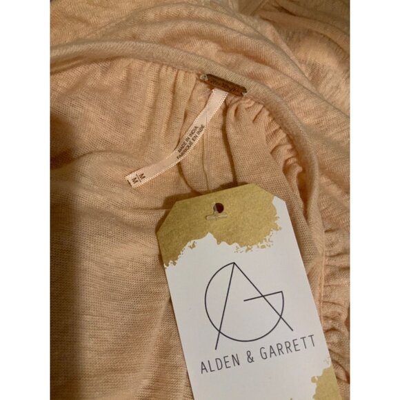 Free People Pale Peach Long Sleeve Top Embroidered Mesh Bell Sleeves, Size M - Picture 8 of 8